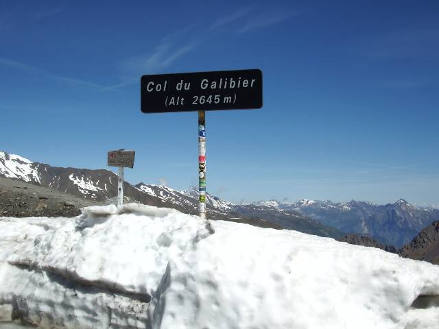 Bord top van de Col du Galbier 2645 meter hoogte